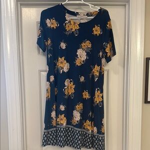 Loft Floral Blue Dress Small